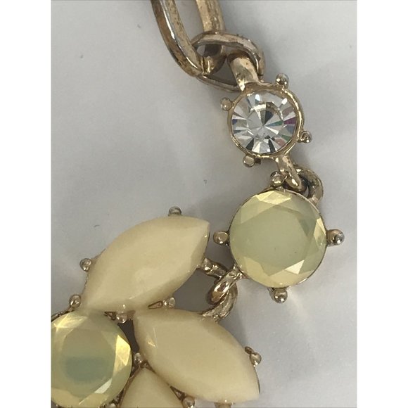 Ann Klein Neutral Beige  Gold Tone pale‎ Yellow Crystals Pendant 16"  Necklace - Picture 8 of 10